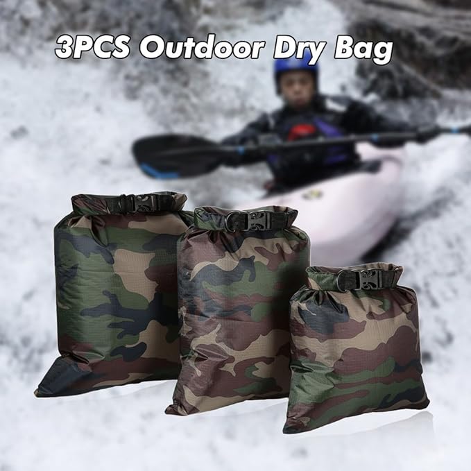 Lixada Waterproof Dry Bags, 3/5/6 Pack Ultimate Dry Sack - 3L+5L+8L Lightweight, Roll Top Outdoor Dry Sacks for Kayaking Camping Hiking Traveling Boating Water Sports