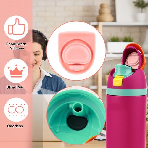 PEUTIER 5pcs Replacement Parts, Water Bottle Seal Circle BPA-Free Cap Sealing Gasket Silicone Stopper O Circle Lid Gasket Accessories Compatible with Owala FreeSip 19/24/32/40 oz (Pink)
