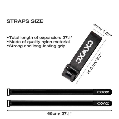 CXWXC Bike Rack Straps - 2 PCS Adjustable Bike Wheel Stabilizer Strap with Hook and Loop for Car and Wall Mount for Transportation and Storage (Straps 2PCS)