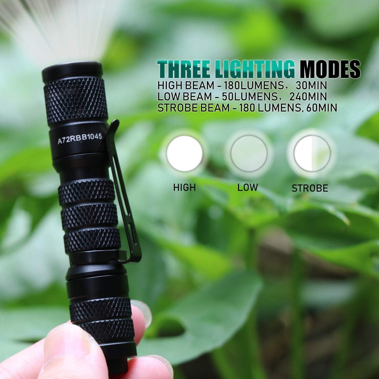 Ultra Bright Compact EDC Keychain LED Flashlight 180lm Pocket Flashlight with Battery IPX7 Waterproof Tail Switch Flashlights for Camping, Hiking, Outdoor Activity and Emergency Lighting
