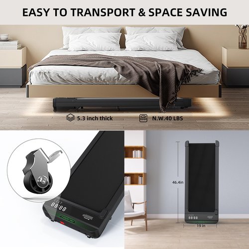 UPREIGN 3 in 1 Portable Treadmill and Walking Pad for Home/Office, Remote Control and Large LED Display Screen