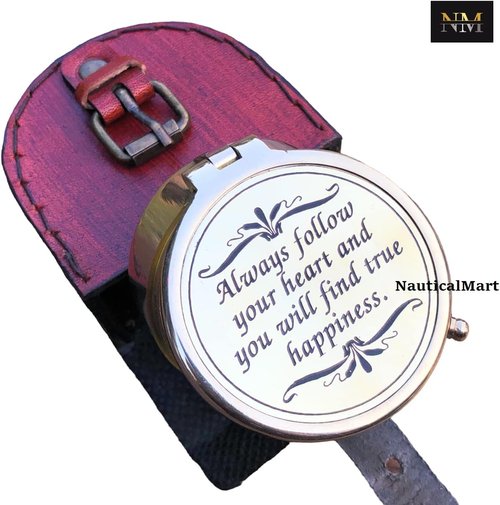 Brass Compass Always Follow Your Heart/Personalize Gift/Directional Magnetic Compass/Pocket Compass for Camping, Best Easter, to My Man, Husband, Boyfriend, Fiance