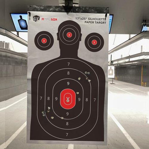Atflbox Silhouette Paper Target for The Range, 17X25 inch Target Paper for Indoor and Outdoor Use, Suitable for Handguns, Pistols, Rifles, Airguns, Pellet Gun, BB Guns(25 Pack)