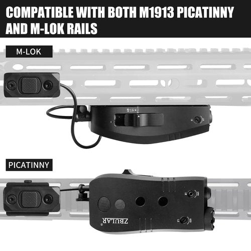 ZBULAR 2000 Lumen Mlok and Picatinny Mounted Tactical Flashlight Green Laser Infrared(IR) Laser 3 in 1 Combo, with Remote Pressure Switch for Rifle