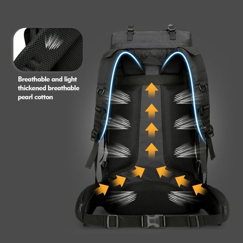 75L Hiking Backpack, Water Resistant Lightweight Outdoor Sport Daypack Travel Bag for Camping Climbing Touring (Light Blue)
