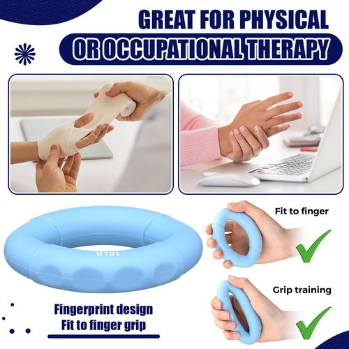 RoundFunny 8 pcs Hand Strengthener Grip Ring - Forearm Ring Hand Exercisers - Silicone Squeeze Grip for Muscle Strengthening Training Tool - Arthritis Finger Physical Therapy PT Kit Trainer