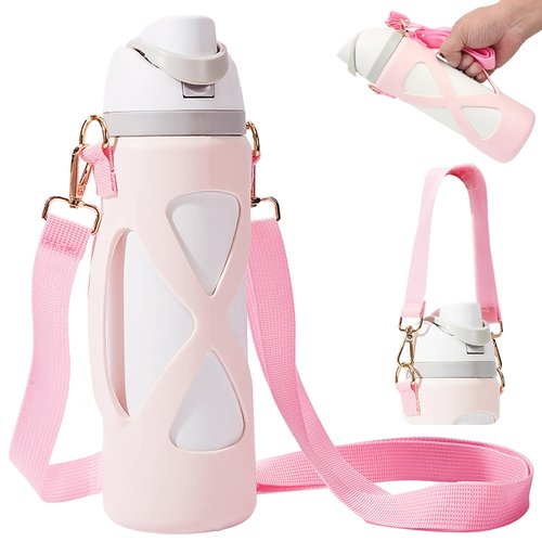 Silicone Boot with Handle for Owala Freesip Water Bottle 24 Oz, Water Bottle Carrier Grip Accessories for Running Bike, Gym Or Jogging