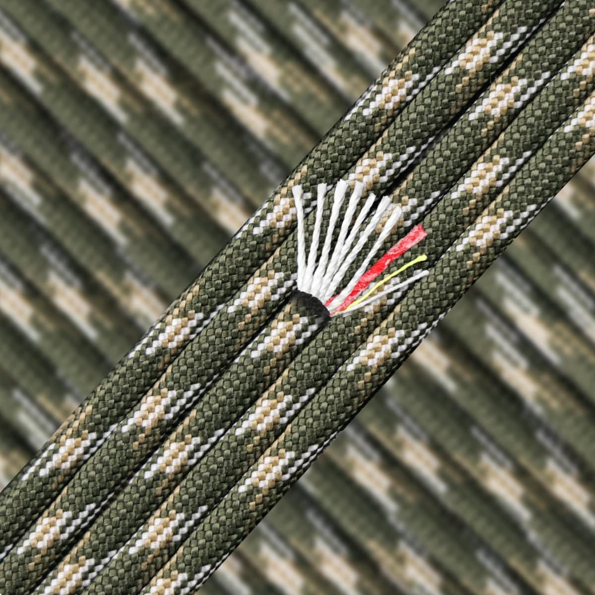 PSKOOK Survival Paracord Parachute Fire Cord Survival Ropes Red Tinder Cord PE Fishing Line Cotton Thread 7 Strands Outdoor 20, 25, 100 Feet
