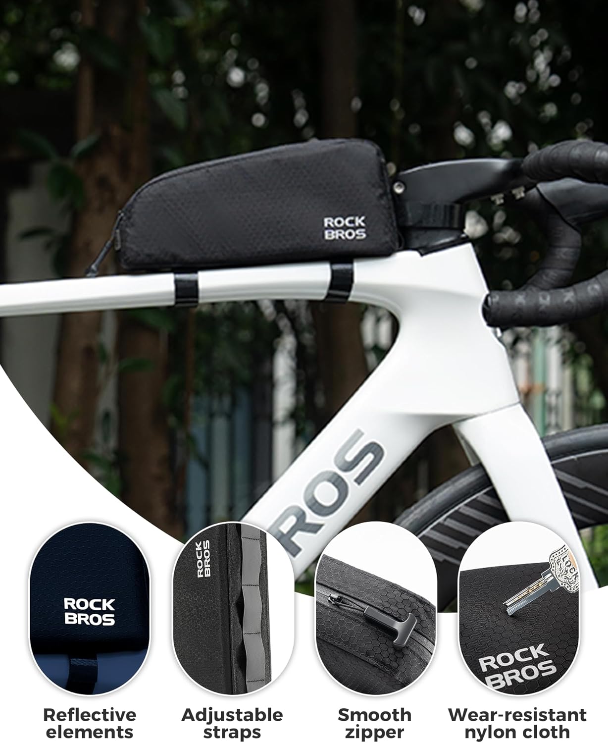 ROCKBROS Bike Top Tube Bag Bicycle Front Frame Bag Waterproof Bike Pouch Pack/Phone Bag Cycling Accessories Pouch for Mountain Road Bike Medium