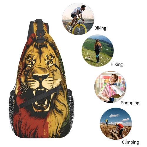 PVTIONXIE Rastafarian Lions Sling Backpack for Women Men, Chest Bag Daypack Crossbody for Travel Sport Running Hiking