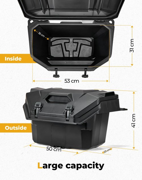 KEMIMOTO 2024/2025+ XP 1000 Rear Cargo Box 55QT Compatible with 2024/2025+ Polaris RZR XP 1000/4 Storage UTV Rear Bed Box Polypropylene Two Lockable Latches Replace 2884525