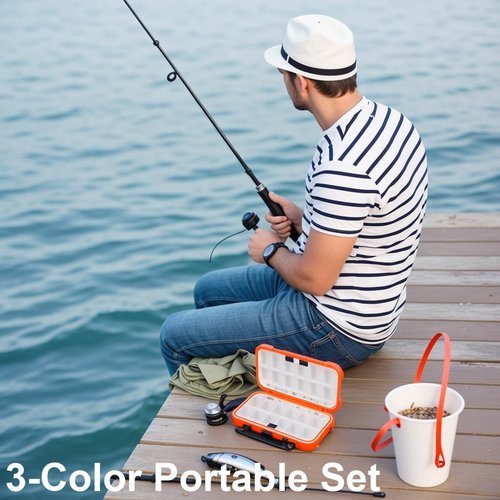 Waterproof Fishing Tackle Box 3 Pack, Double-Sided with 19 Adjustable Dividers, Leakproof Bait Storage Case for Trout Ultralight Fishing & Travel (Green, Orange, Gray)