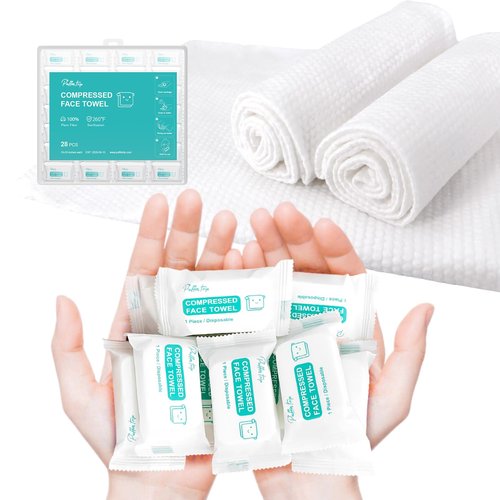 Disposable Face Towel 28 PCS 15''x10'' Large Thicker Compressed Towels Magic Washcloths Coin Tissue Reusable Soft Portable for Outdoor Camping Hiking Travel Sports Beauty Salon Guests