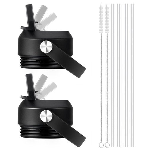 Bluwing Straw Lid for Yeti Rambler Water Bottle 18 26 36 64 oz, Replacement Lids with Straw for YETI Rambler Bottle, BPA Free（Black-2 Pack）