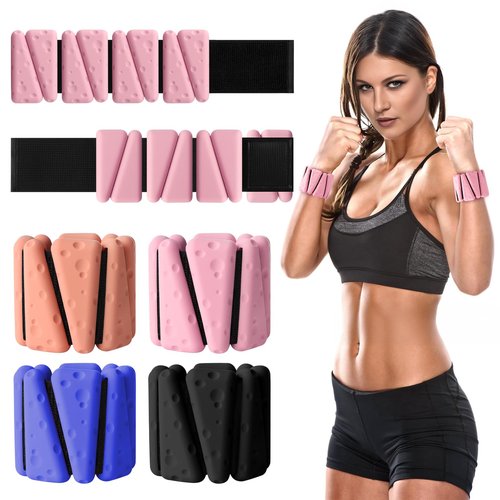 Sdoap Wrist Weights Set of 2, Adjustable Wrist Ankle Weights for Women and Men, Silicone Weighted Bangles for Walking Yoga Pilates Running Dance Gym 2lb(Pink)