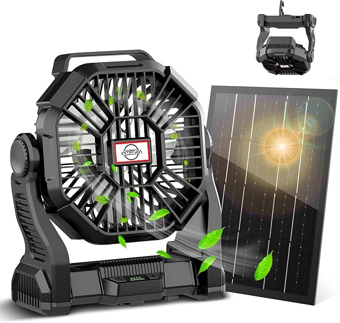 CONBOLA 25400mAh,Camping Fan, Portable Fans Rechargeable 9-Inch Battery Powered LED Lantern, USB C Battery Beach Fan.