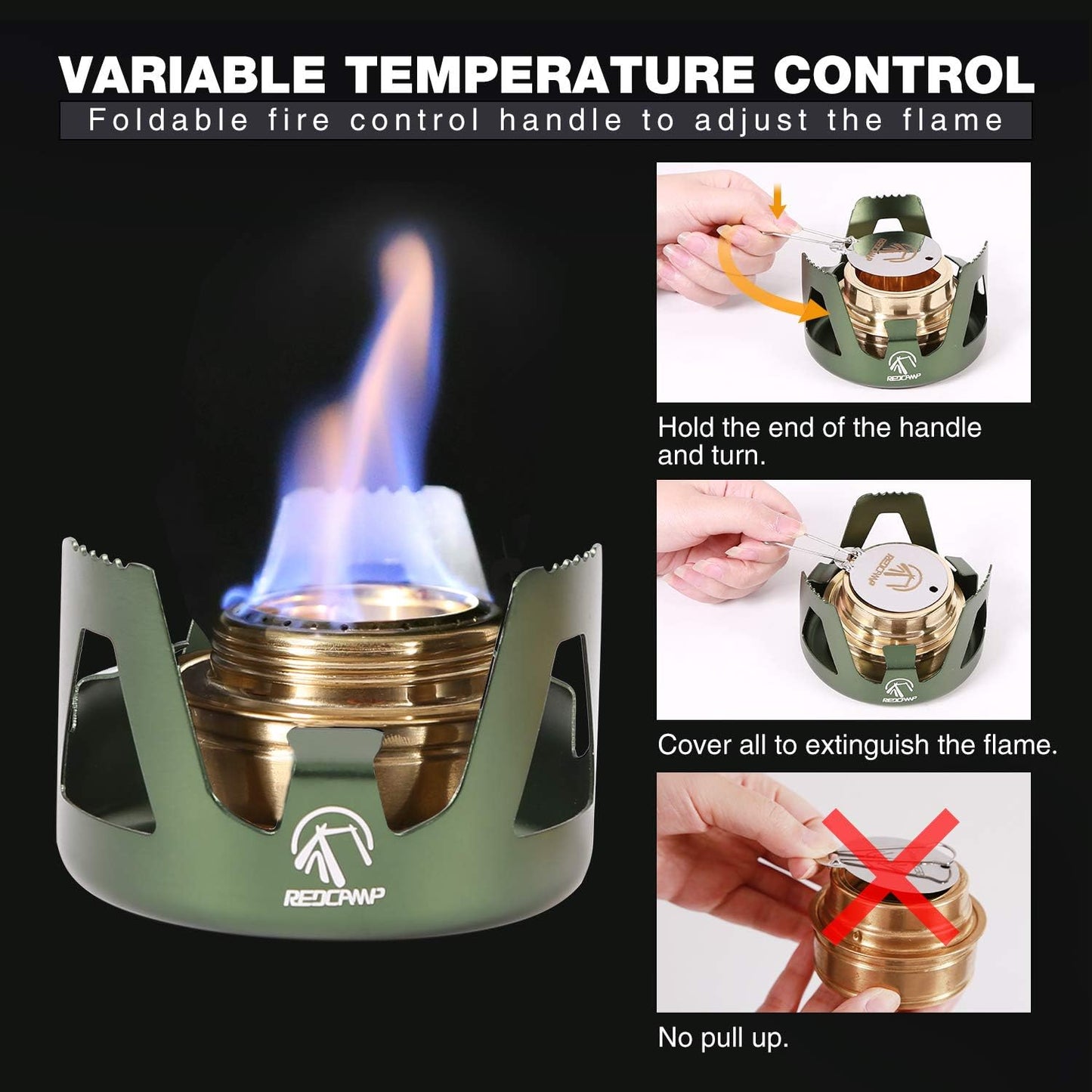 REDCAMP Mini Alcohol Stove for Backpacking, Lightweight Brass Spirit Burner with Aluminium Stand for Camping Hiking