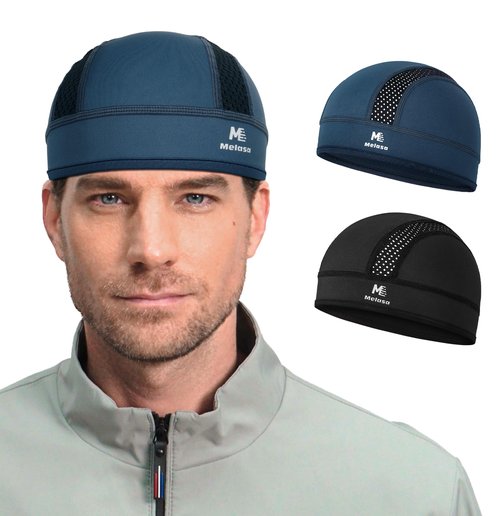 MELASA Microfleece Skull Cap Helmet Liner, Breathable Cycling Cap, Sweat Motorcycle Helmet Hard Hat Liner for Men Women