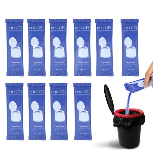 POO GEL Portable Toilet Gel, for Portable Toilet, Eco Absorbent Gel Camping Toilet Powder for Potty Bags, Portable Toilet Absorbent Gel Powder for Camping Hiking (20g / 10pcs)