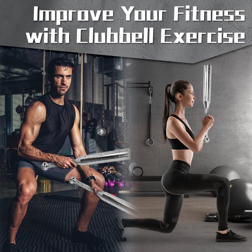 tonchean Adjustable Clubbell 6 in 1 Indian Clubs Steel Macebell (6.6/8.8/11/13.2/15.4/17.6LBs) for Muscle Building, Shoulder, Grips & Forearms Workouts to Stretching