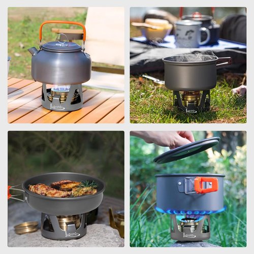 LSOSVSEU Mini Alcohol Stove Alcohol Burner, Lightweight Brass Spirit Burner with Aluminium Stand, Backpacking Stove for Outdoor Camping, Hiking, Backpacking, Picnic (Green)