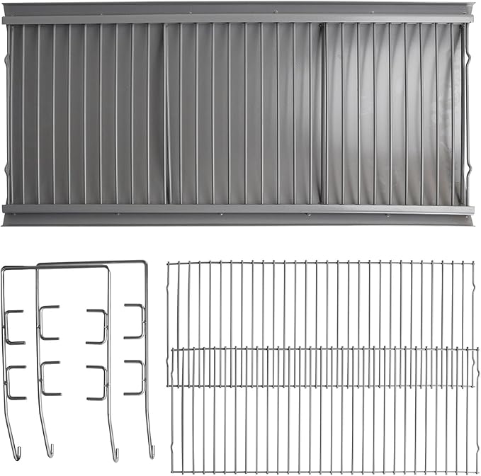 27 Inch Aluminized Steel Ash Pan for Chargriller Charcoal Grills 1224 1324 2121 2222 2727 2828 2929 Replacement Parts with 3pcs Removable Fire Grates and 2pcs Hanger for Charbroil 17302056 Grill