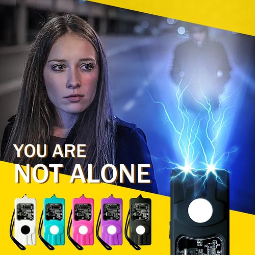 REAX Stun Gun for Self Defense for Woman Mini Stun Gun for with Flashlight Micro USB Rechargeable Power Volt Micro(Black)