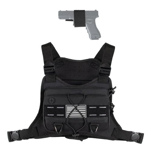 Outdoor Sports Chest Bag for Men with Phone Holder, Breathable Running Chest Pack Fits Most Pistols,EDC Travel Running Vest Pouch, Tactical Chest Bag for Hiking, Workout, Cycling and Walking Dog