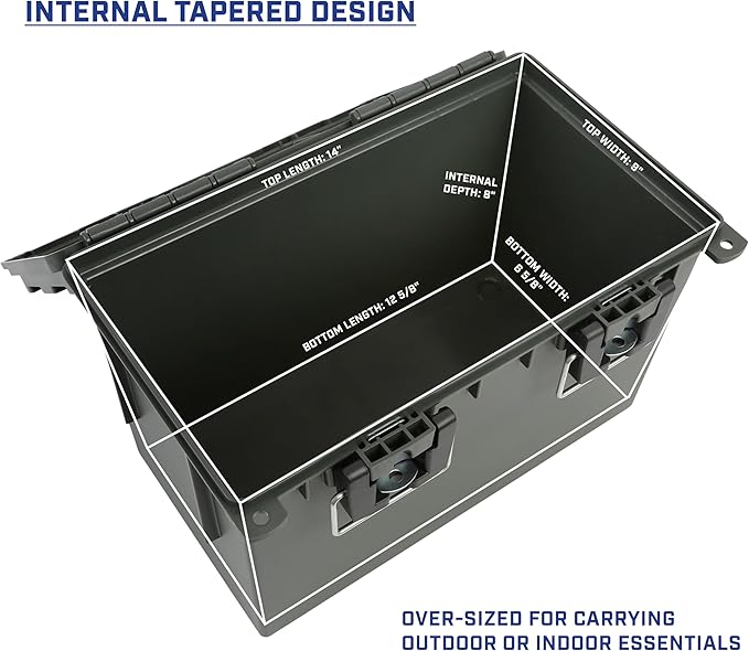 Sheffield 12774 2-Pack XL Ammo Storage Box, Stackable .50 Cal Field Boxes, Water and Dust Resistant, Lockable Storage Box with Handle, Heavy Duty Protection for Hunting Gear, Made in the USA, Green