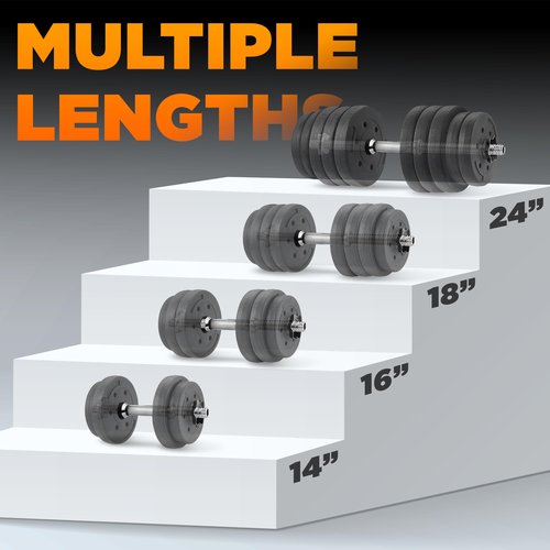 Metal Threaded Dumbbell Handles Chrome Grip - 18 x 1 inch