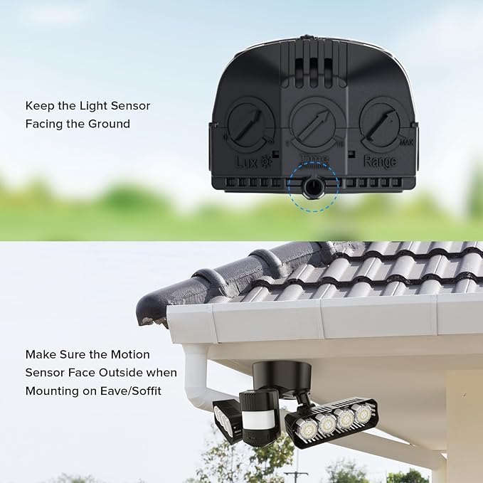 SANSI 7000LM Brightness Motion Sensor Outdoor Lights, 54W 5000K IP65 Waterproof LED Flood Light Outdoor, 700W Equiv Dusk to Dawn Security Lights Adjustable 2 Head 8 Lights for Yard Garage, Hardwired