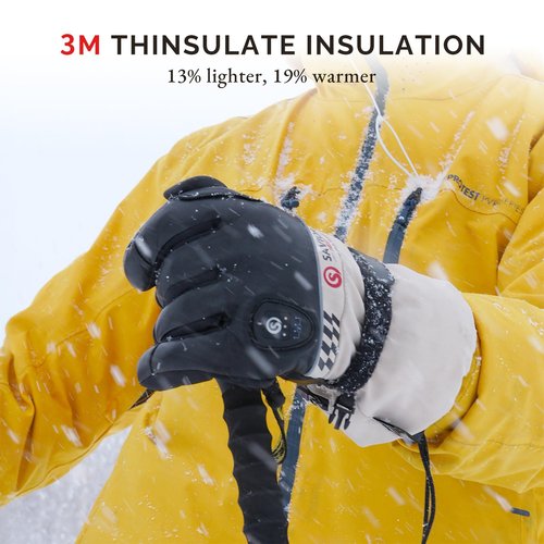 SAVIOR HEAT Heated Gloves 2.0 for Men Women, Premium 3M Insulation App Control Rechargeable Battery Ski Gloves, Electric Waterproof Goatskin Fast Charging for Winter Skiing Hunting Motorcycle (M)
