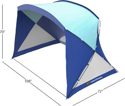 Beach Tent - Sun Shelter for Shade with UV Protection and Water-Resistant Coating for Sports Events and More with Carry Bag by Wakeman Outdoors (Blue)