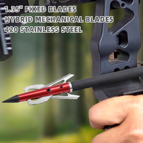 DEEPOWER Mechanical Broadheads 100 Grain 2 Blade Archery Hunting 6 Pack Arrow Tips 2" Cutting Diameter (100 Grain)