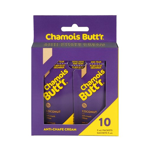 Chamois Butt'r 32oz Anti-Chafe Cream and 10-Pack 9mL Coconut Anti-Chafe Cream Packets