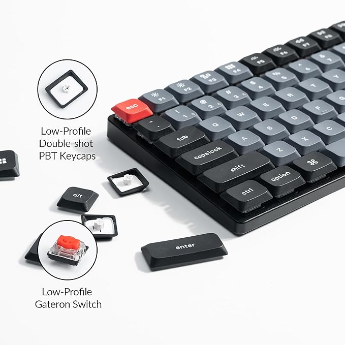 Keychron K17 Pro QMK/VIA Low-Profile Custom Wireless Mechanical Keyboard 96% Layout Programmable Knob Bluetooth/Wired White Backlight Compatible with Mac Windows Linux