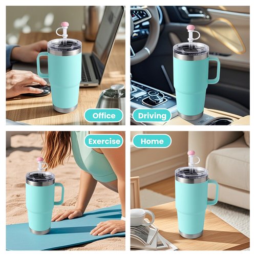 MITCHENIFY Silicone Straw Lid Accessories Set Compatible with YETI 20 oz Travel Mug, Convert Stronghold Cup to Straw Cup, Magnetic Slider Replacement, Including Straws, Spill Stoppers, Straw Covers