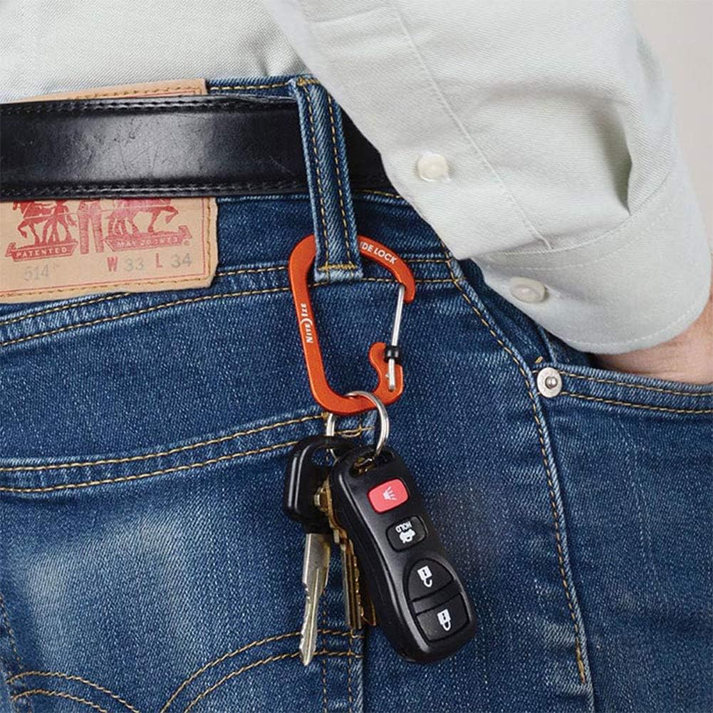 Nite Ize Size-3 S-Biner SlideLock Carabiner, Locking Carabiner Key Chain, Aluminum, Red