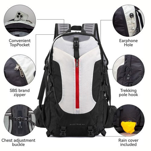 UtiaMiaoGonGo Hiking Backpack 40L, Waterproof Hiking Backpack with Rain Cover, Large Camping Bag Outdoor Sport Travel Daypack for Men Women, Black