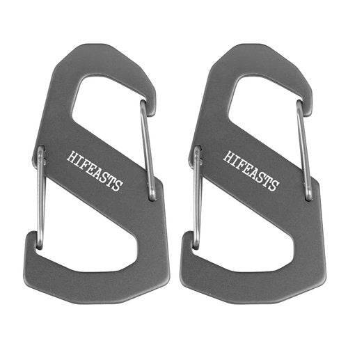 S-Shaped Carabiner for Backpack - Double-Sided Aluminum Carabiner for Camping, Fishing, Outdoor Sports (2PCS Gray)