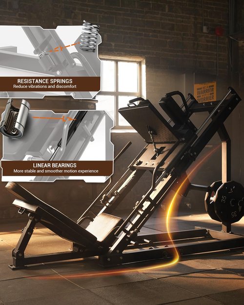 Leg Press & Hack Squat Machine - 2 in 1 Adjustable for Home Gym with Linear Bearing & 45-Degree Hack Squat for Lower Body Workout with Weight Storage Holders