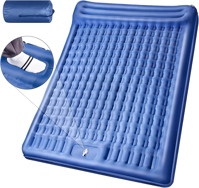Camping Sleeping Pads，Extra Thick 5 Inch Inflatable Sleeping Mat with Pillow Built-in Pump，Oversized Air Mattress Super Portable for Backpacking Hiking, Tent, Traveling