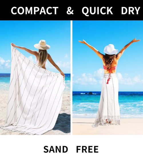 Giant Cotton Turkish Beach Towel Picnic Outdoor Blanket Women Men Birthday Beach Gift Car Travel Essentials Road Trip Summer Vacation Things Outside Items Roadtrip Camping Gear Rv Must Haves
