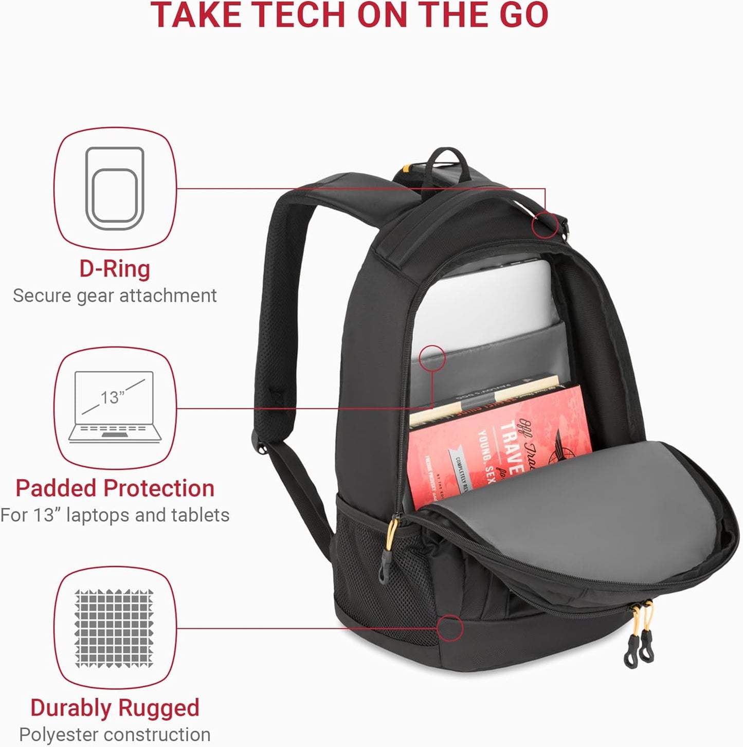 SwissGear 1186 Bungee Backpack, Grey (Laptop Version), 17.75 inch