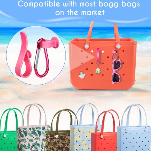 AIERSA Inserts Hooks Accessories for Bogg Bag,Charms Key Holder Carabiner for Bogg Bags,Pouch Earphone Tassel Keychain Holder Attachment Compatible with Simply Southern Rubber Beach Bags -Red