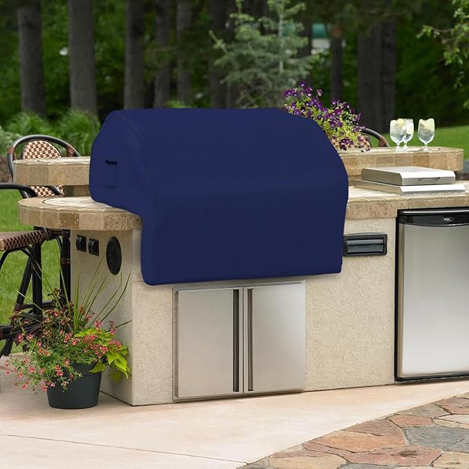 Covers & all Built-in Outdoor Grill Cover, Durable 12 Oz Waterproof Cover Max Material with Air Pocket & Elastic for Snug Fit (57" W x 27" D x 26" H Inches, Blue)