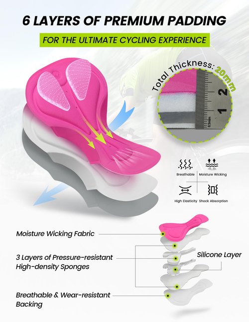 Nepest Padded Bike Underwear for Women Cycling Shorts 4D Gel Padding Bicycle Cycle Biker Biking Shorts with Pockets for Riding MTB Liner Vlolet,X-Large