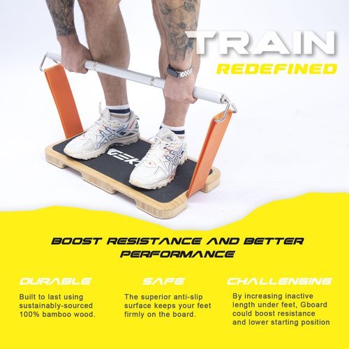 GEKU FIT Bamboo Fitness Board for Resistance Band Workouts - Eco-Friendly Exercise Platform with Non-Slip Surface for Strength Training, Stretching, and Full-Body Home Gym (Bamboo Fitness Board)