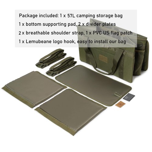 Lemubeane Tactical Camping Storage Bag Utility Tote Bag Organizer with Axe Holder & Shoulder Strap (OD Green, X-Large (57L))