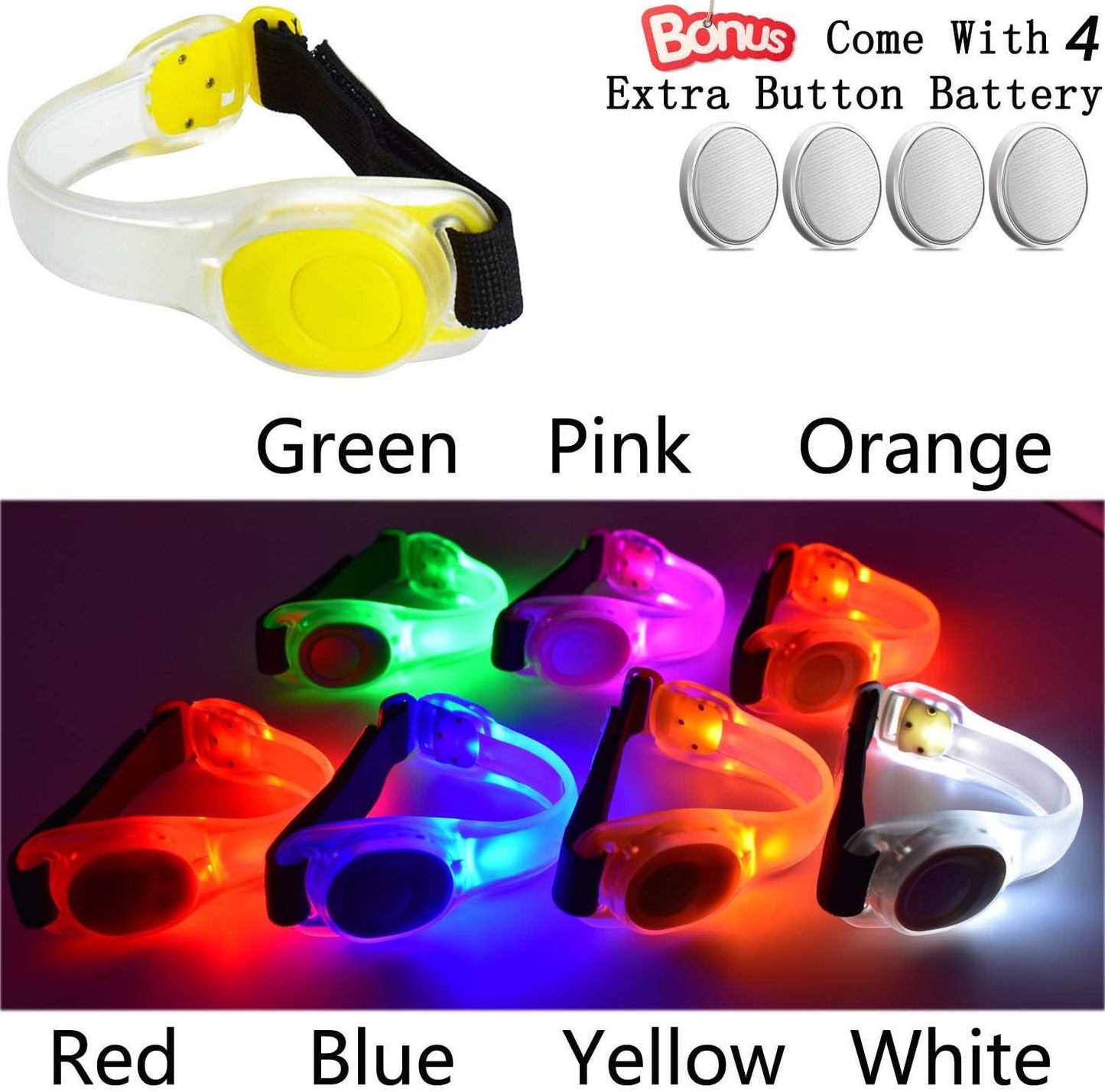 Premium LED Light Up Armband, Reflective Adjustable Wearable Silicone Running Belt Strap/Waterproof Glow in The Dark for Running Jogging Walking Cycling Concert Camping Outdoor Sports